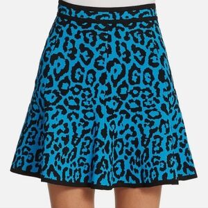 GUESS blue leopard print aline skirt